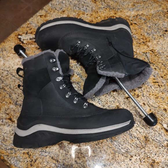 All in Motion Men's Jordan Waterproof Winter Boots Black Sz 11 Leather Faux Fur - Picture 6 of 12